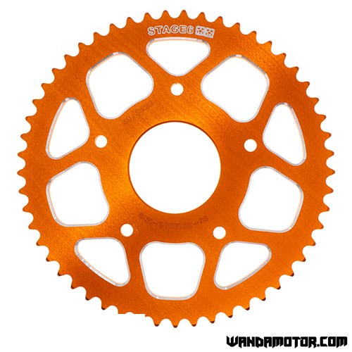 Rear sprocket Stage6 Peugeot XPS, Rieju MRT 53t orange